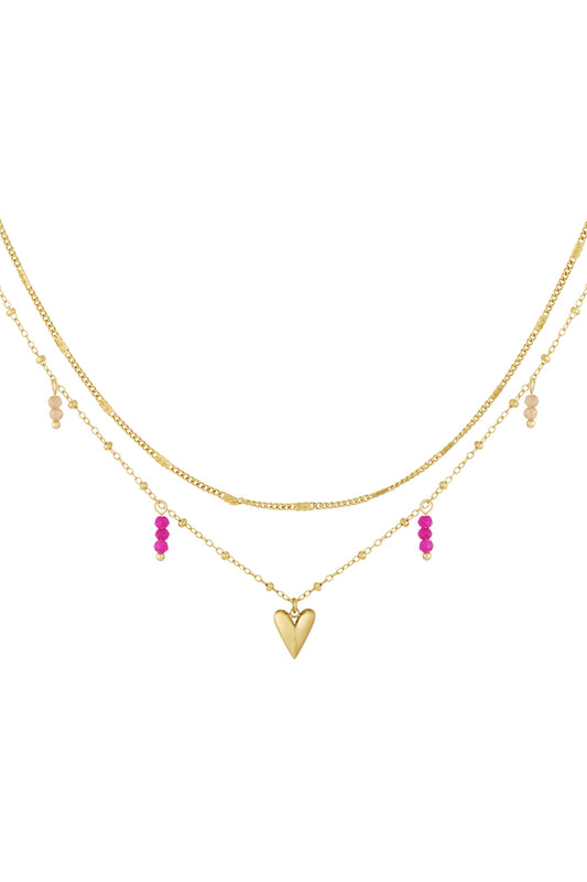 Fuchsia heart ketting