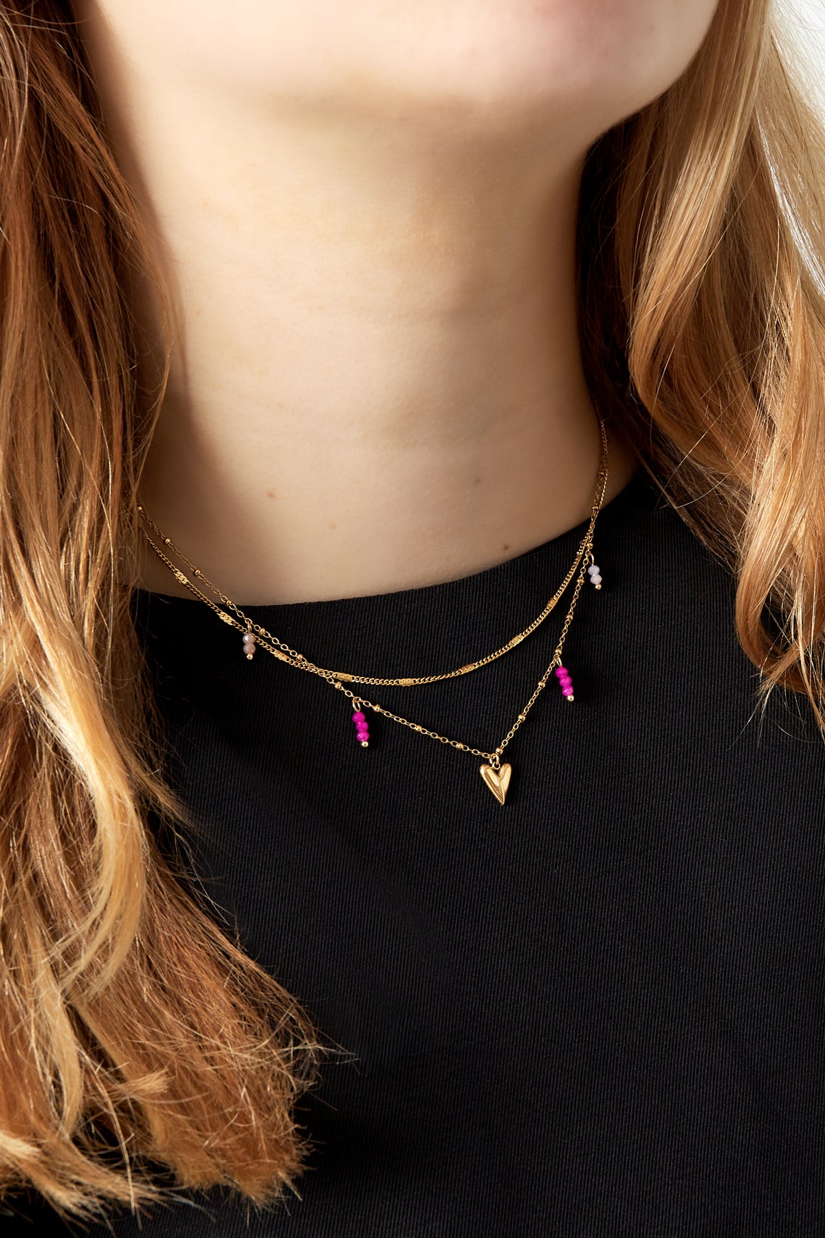 Fuchsia heart ketting